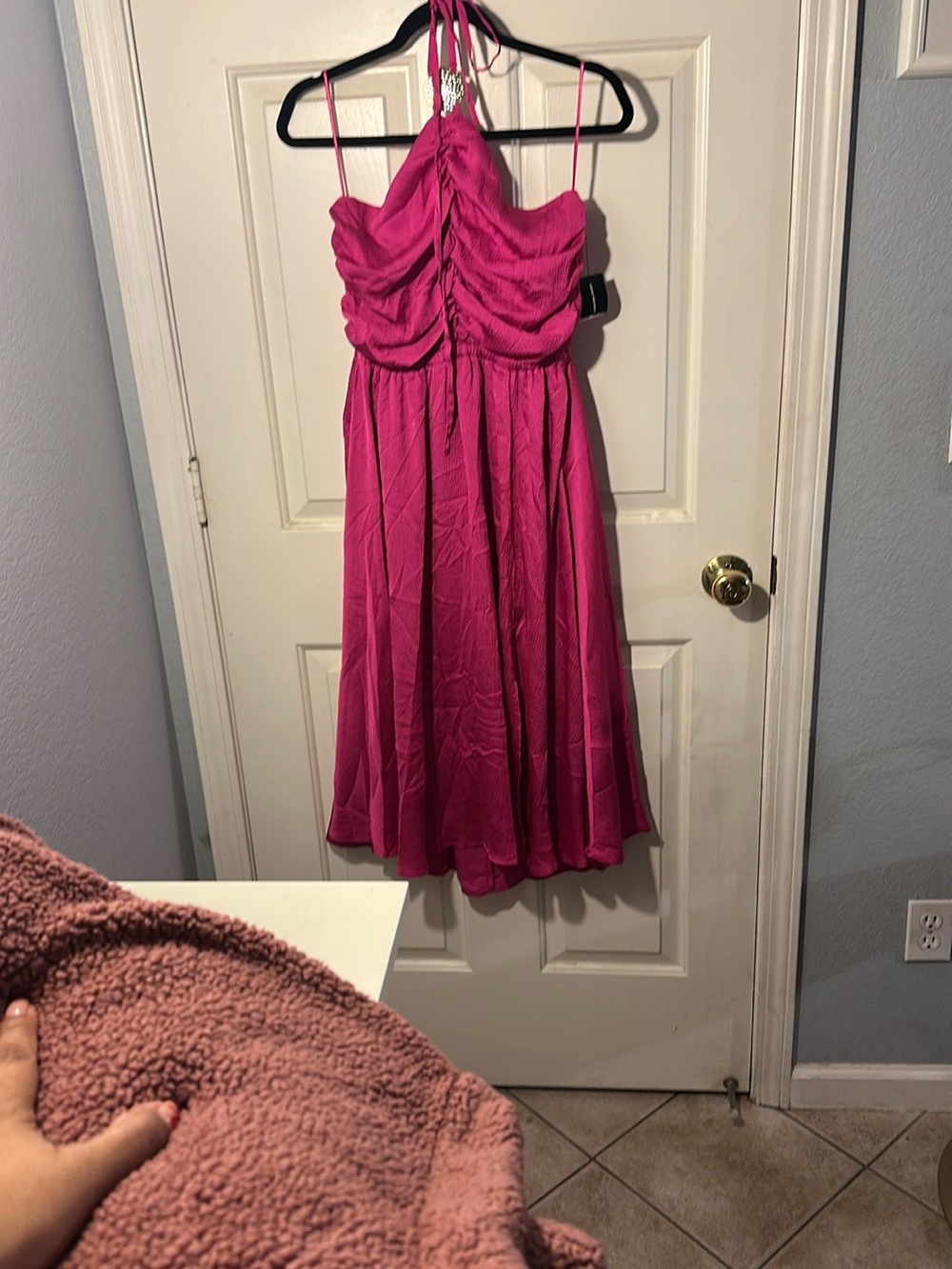 INC International Concepts Hot Pink Halter Midi Dress